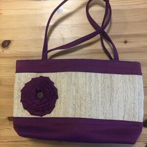 Elegant Purple and Cream Shoulder Bag